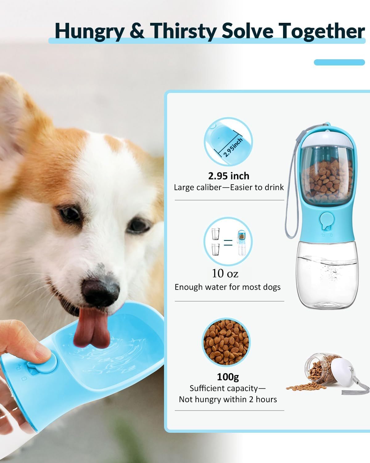 Portable 2-in-1 Pet Water Bottle & Food Container – Perfect for Walks & Hikes